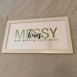 Metallic Gold Foil Framed Wall Art Sign Girl Boss Messy Bun getting stuff done